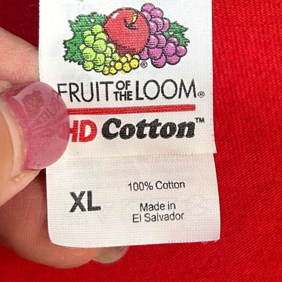 5 for $25š„Fruit Of Theā Loom Graphic Red Long SleeveāCotton T-Shirt XL - Picture 4 of 5